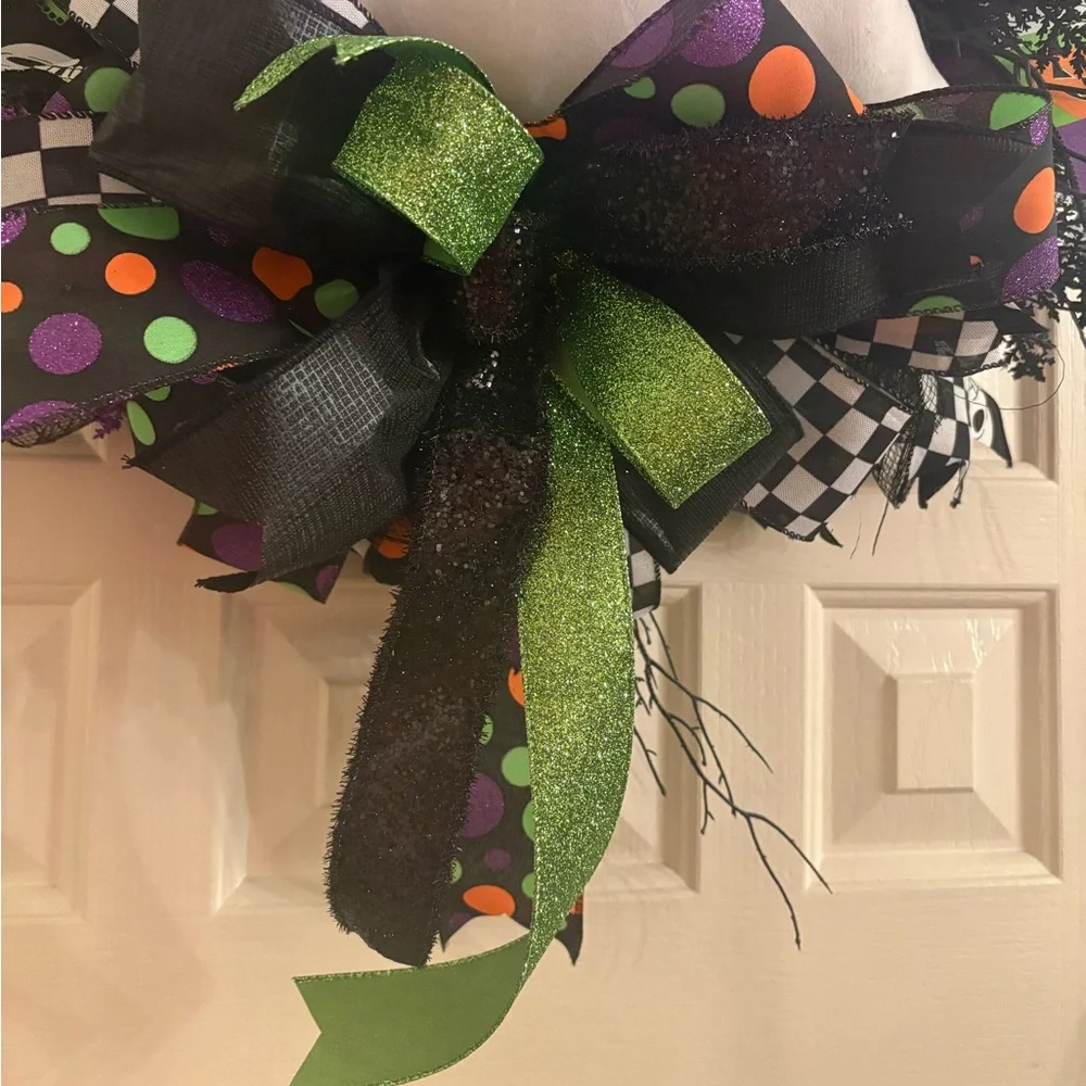Halloween Ghost Wreath with Colorful Accents - Hand Made by my mother*